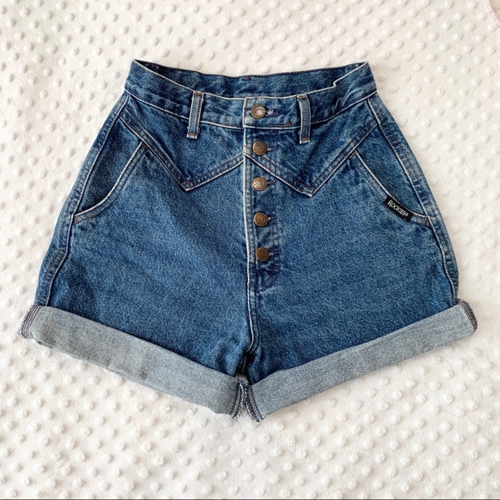 Vintage High Rise Jean Shorts, Bottom up, 25